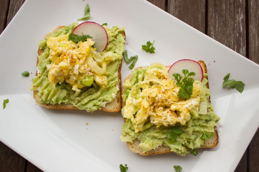 Egg and avocado toast--a great alternative to processed meats.